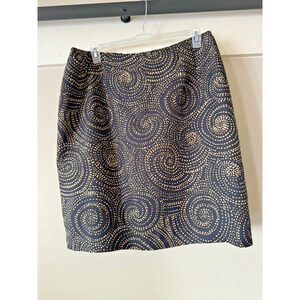 Talbots Vintage 14P Silk Wool Blend Lined Pencil Skirt Black Gold